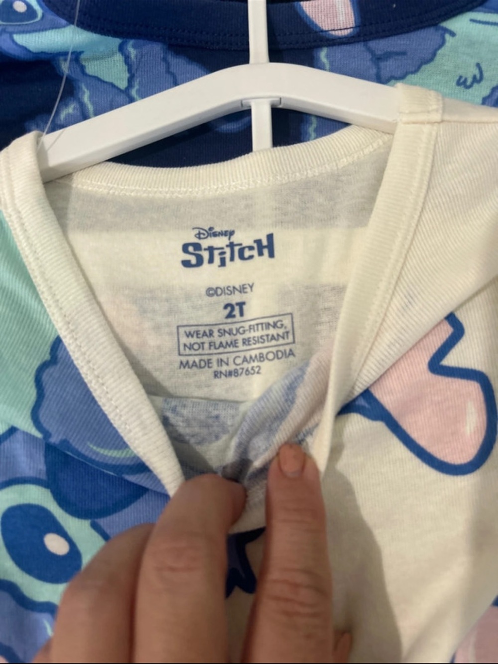 NWT Kids Stitch 'Aloha' Blue Cream Pajama Set - Picture 5 of 8